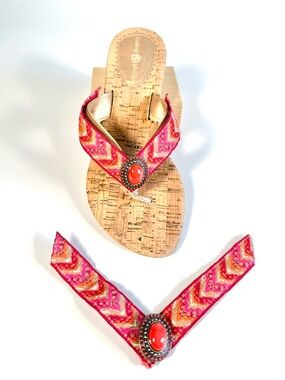 Lindsay Phillips SwitchFlops Chevron Coral Gemstone Interchangeable Straps Sz M